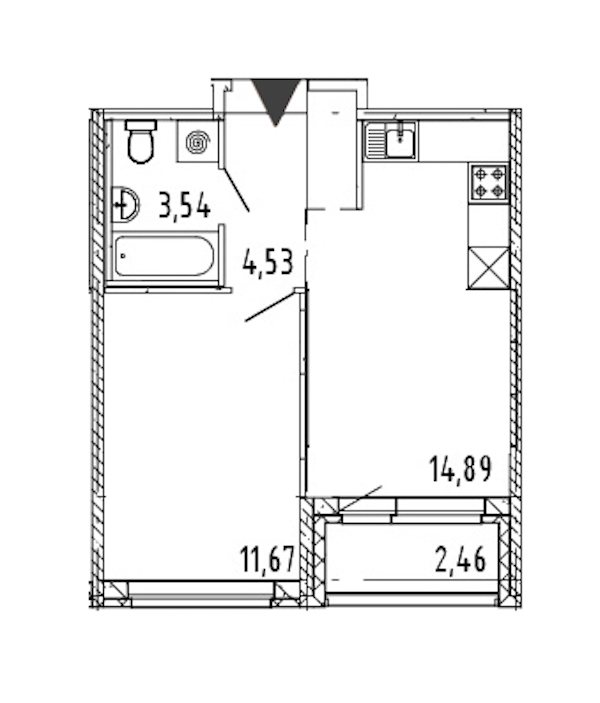 1-комнатная квартира 34.63 м², 20/21 эт., ЖК «Новые горизонты 2»